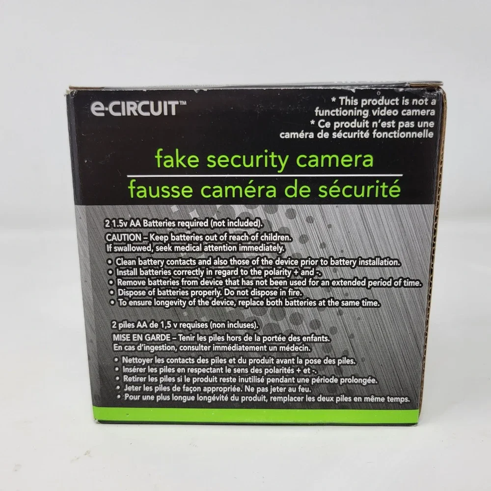 e-Circuit Fake Security Camera Red LED Light Dome Dummy Surveillance Decoy Black